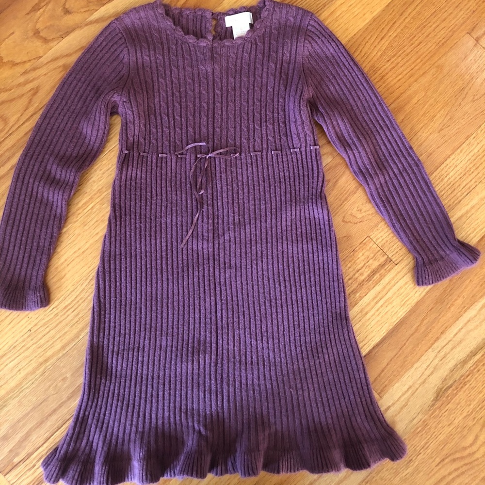 Purple knitted sweater dress for kids